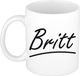 Bellatio Decorations Britt Naam koffiemok - beker - met sierlijke letters - wit