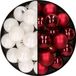 Decoris Kaemingk B.V. 32x stuks kunststof kerstballen mix van wit en donkerrood 4 cm