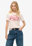 Superdry Metallic Logo Relaxed Fit T-shirt Dames Mauve Chalk Pink