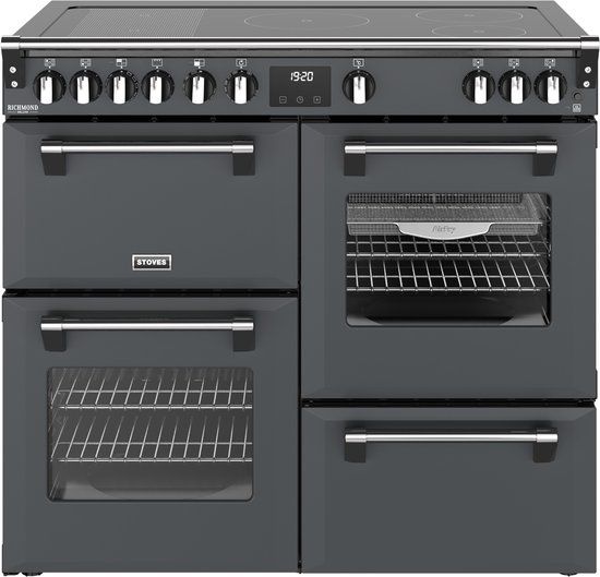 Stoves ST444412021 - Fornuis - Elektrisch - Inductiekookplaat - 5 zones - 4 ovens - 99.6 cm breed - Antraciet