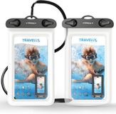 Travelly® Waterdicht Telefoonhoesje Set van 2 – Universeel Onderwater Hoesje voor Smartphone – Geschikt voor alle telefoons – Drybag – Voor Vakantie, Zwemmen & Watersport – Transparant/Wit