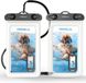 Travelly® Waterdicht Telefoonhoesje Set van 2 – Universeel Onderwater Hoesje voor Smartphone – Geschikt voor alle telefoons – Drybag – Voor Vakantie, Zwemmen & Watersport – Transparant/Wit