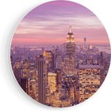 Artaza Forex Wall Circle New York Skyline at Sunset - 50x50 cm - Small - Wall Circle - Round Painting - Wall Decoration Circle