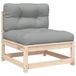 Banc de jardin en pin massif sans accoudoirs avec coussins