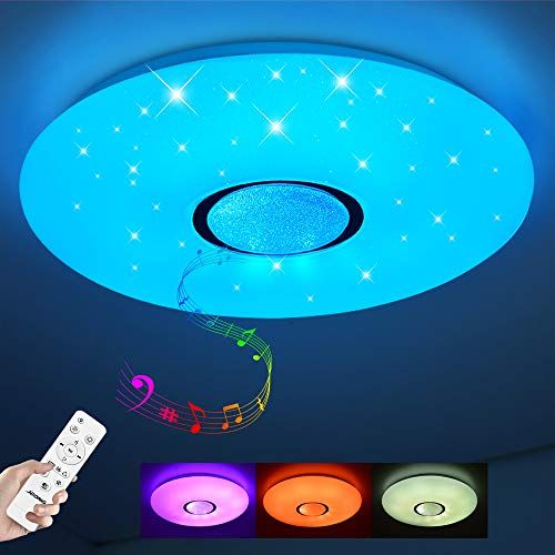 JDONG LED Plafondlamp met Afstandsbediening en App Dimbaar - 24W/36W - Bluetooth - Sterrenhemel - RGB - IP44