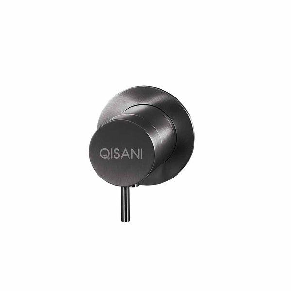 Qisani Flow thermostatische inbouwkraan 1-weg Gun Metal Zwart 25612.04