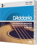 D'Addario EJ16-3D Fosforbronzen Akoestische Gitaarsnaren 12-53, 3 Sets