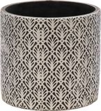 Mega Collections Plantenpot/bloempot - keramiek - antraciet grijs/zilver - D11 x H10 cm