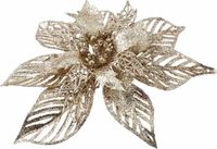 Cosy & Trendy Kerstboomversiering bloemen- goud - op clip - gouden kerstster - 23 cm