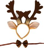 Merkloos Kerst verkleed tiara/diadeem - rendieren set - gewei en strikje - dames/meisjes - Kerstmis