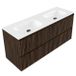 Saniclass Ensemble de meubles de salle de bain Atelier Holz - 140x45x61.5cm - Lavabo Flow solid surface blanc - 2 vasques - sans trous de robinetterie - 4 tiroirs - chêne mat charcoal (bois) SW1420811/SW1224151
