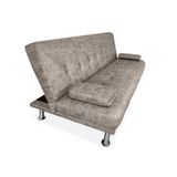 Homey 3-zitsbank, model Leire, modern design, praktisch en functioneel, met decoratieve kussens, hout, cementgrijs, 188 cm (L) x 88 cm (D) x 88 cm (H)