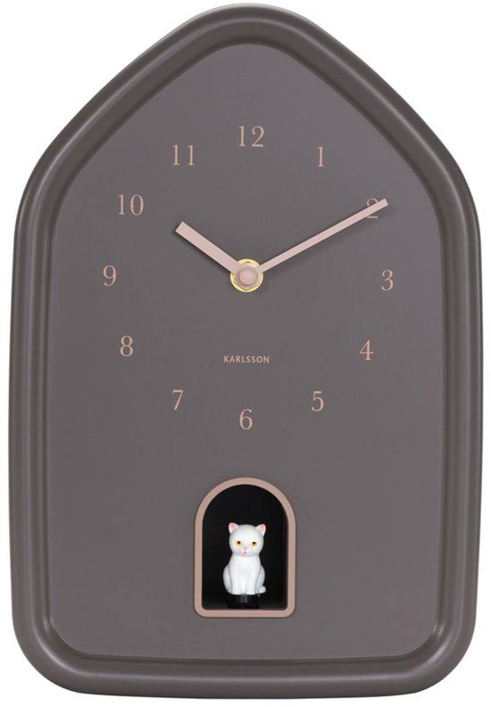 Karlsson Wandklok Modern Kitty - Bruin - 29.1x20x29.1cm - Wandklok Modern