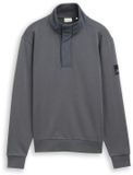 Tom Tailor Troyer-sweatshirt met badge - Maat XXXL - Darkest Olive