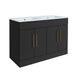 Hudson Reed Cluo 121cm Noir Gris meuble de salle de bain avec double vasque et poignées T-bar satin cuivre