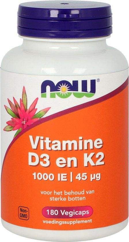 NOW Vitamine D3 en K2 - 180 capsules