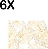 BWK Collections Placemat Set - White with Gold Palm Leaves - 6 Pack - 35x25 cm - Polyester