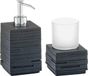 Zeller badkamer accessoires set 2-delig - kunststeen - leisteen - zwart