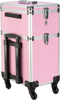 VDD EWS BV Kapperskoffer trolley - visagie make up nagel koffer - schminkkoffer - beauty case - roze