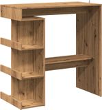 Syfax Artisanaal eikenkleurige bartafel met opbergrek 100x48x101,5 cm