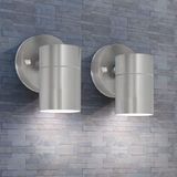 vidaXL LED-wandlamp buiten neerwaarts Inox 2 st