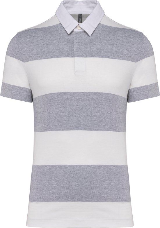 Kariban Gestreepte uniseks polo korte mouwen K286 - Oxford Grey / White Stripes - S