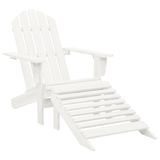 VidaXL Tuinstoel met hocker hout wit