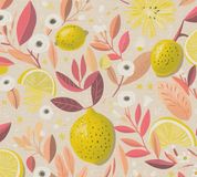A.S. Création vliesbehang met citroenmotief in beige, geel, rood, lila, wit – florale behang 10,05 m x 0,53 m – 791693