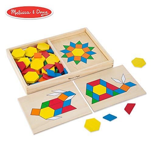 MELISSA & DOUG 96113 Patroon Classic (ontwikkelingsspeelgoed, houten blokken, 120 vormen & 5 borden, cadeau voor meisjes en jongens-Best voor 3, 4, 5 en 6 jaar oud), Multi