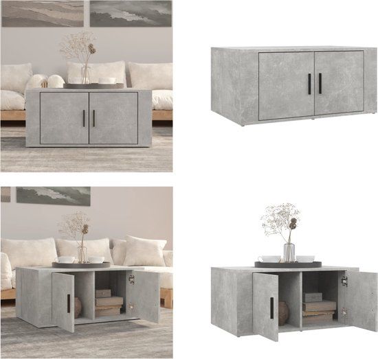 VidaXL Salontafel 80x50x36 cm bewerkt hout betongrijs