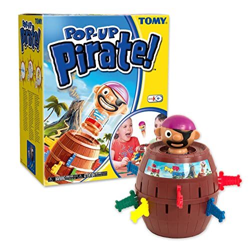 TOMY Games TOMY Pop Up Pirate Classic Children's Action Board Game, Family and Preschool Kids Game, Action Game for Children 4, 5, 6, 7, 8 Year Old Boys and Girls and Adults