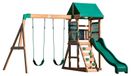 Merkloos Speeltoren speeltoestel - Buitenspeelhuis van hout met glijbaan en schommels - 230 x 270 x 310 cm - Voor de tuin