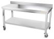 GOLDINOX Plan de travail en acier inoxydable, piètement 1600 x 600 mm, avec roulettes, PREMIUM
