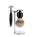 Mühle Set de Afeitar con Maquinilla Clásica, Brocha de Afeitar Punta Plata y Soporte Sophist Negro