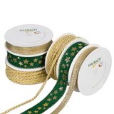 Halbach Seidenbänder Premium cadeaulint set Kerstmis | 6 rollen kerstversieringsbanden & koorden | lint om cadeau in te pakken