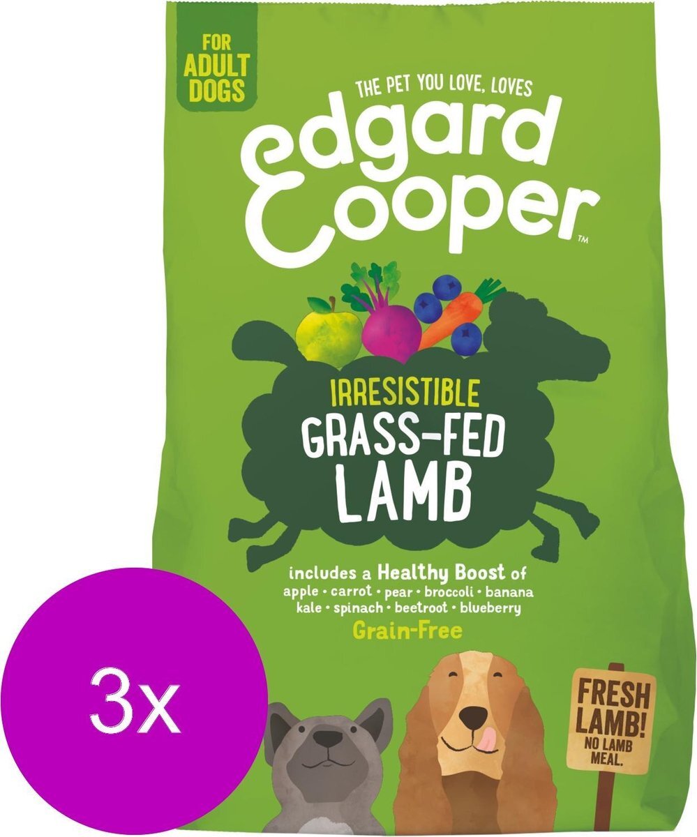 Edgard & Cooper Verse Graslam Brok - Voor volwassen honden - Hondenvoer - 3 x 700g