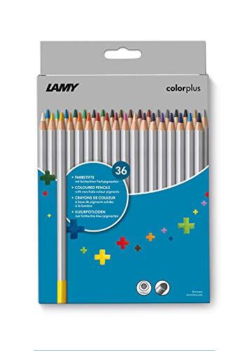 LAMY colorplus kleurpotloden 506 36-delige set: vouwdoos met 36 kleurstiften van massief lindehout met ergonomische driehoekige vorm – dikte stift Ø 3,3 mm, kleurstift Ø 7,2 mm