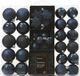 Decoris Kerstballen en Kerstornamenten - 40x - Kunststof - Donkerblauw - Mix