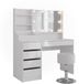 Vicco Dressing table set with stool Sherry, White/White High Gloss, 119.8 cm with mirror and stool