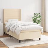 vidaXL Boxspringbed met matras, stof, crèmekleurig, 90x190 cm