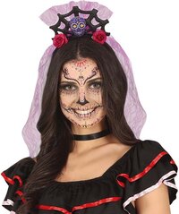 Halloween Diadeem met Sluier en Bloemen - Lila Paars - Meisjes/Dames - Guirca