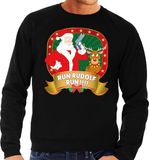 Bellatio Decorations Shoppartners Bv Foute kersttrui / sweater - zwart - Kerstman Run Rudolf Run heren S