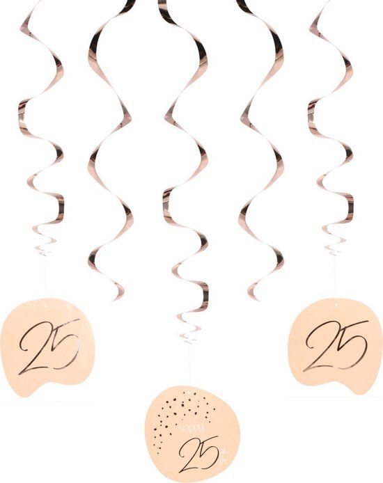 Folat Hangdecoratie Elegant Lush Blush 25 Jaar - 5 stuks