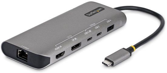 StarTech.com USB4 Multiport Adapter, Driverless Dual 4K voor macOS en Windows, 140W Power Delivery Charging, 3-Port 10Gbps Hub, 2.5GbE, Mini Dock