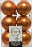 Decoris Kerstballen - 12 stuks - Cognac Bruin - D6 cm - Kunststof - Mat/Glans