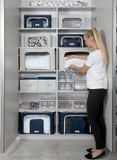 4CONVY MONTKIARA 2 stuks Stijve opvouwbare kledingopbergdoos met ritssluiting, metalen frame, opbergtas voor dekbedden, kleding, beddengoed, stabiele opbergbox voor kleding, stapelbare kledingdozen 50 x 33 x 40 cm