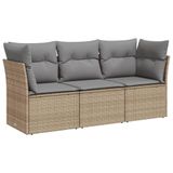 vidaXL 4-delige Loungeset met kussens, polyrattan, beige