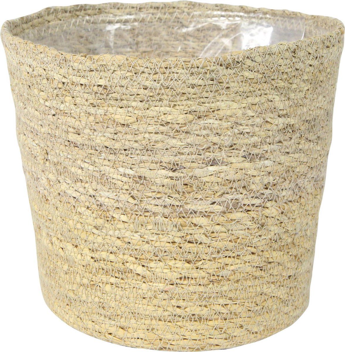 Steege Plantenpot/bloempot jute/zeegras 30x26 cm creme beige - Met plastic binnenkant