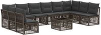 vidaXL Tuinbank - Set - 11 - st - Grijs - poly - rattan