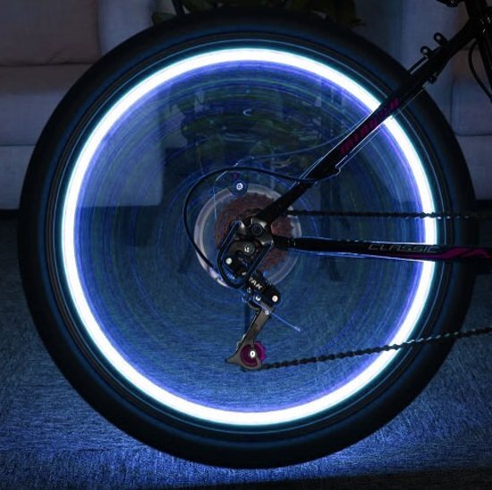 ABC-LED LED fietswiel verlichting - Blauw + INDUSTRIAL BATTERIJ